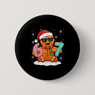 Gingerbread Six Seven Bruh Funny Christmas Meme Si Button