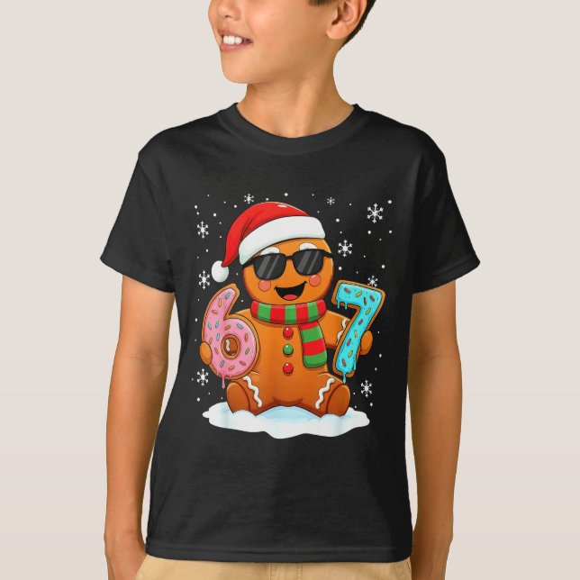 Gingerbread Six Seven Bruh Funny Christmas Meme Si T-Shirt (Front)