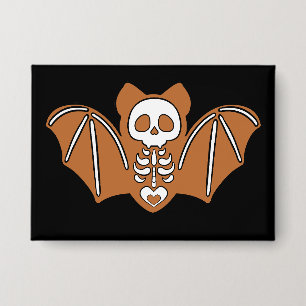 Gingerbread Skeleton Bat Button