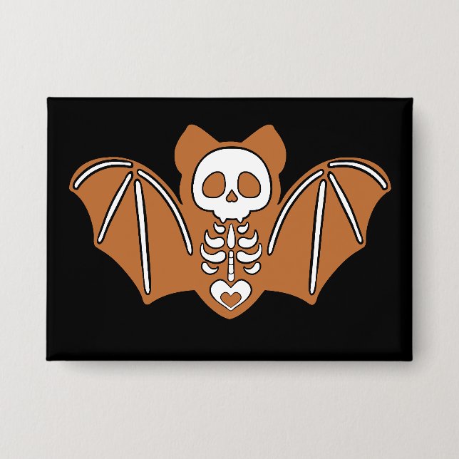 Gingerbread Skeleton Bat Button (Front)