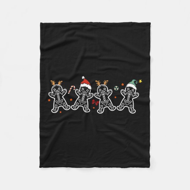Gingerbread Skeleton Christmas Radiology Shir Xray Fleece Blanket (Front)