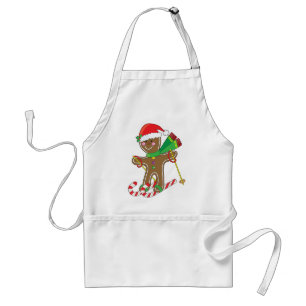 Gingerbread Skier Adult Apron