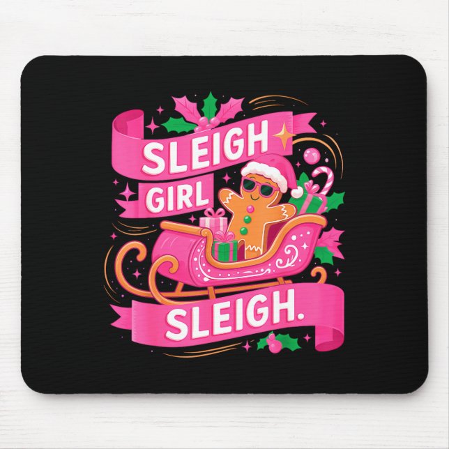 Gingerbread Sleigh Girl Nk Funny Christmas Women G Mouse Pad (Front)