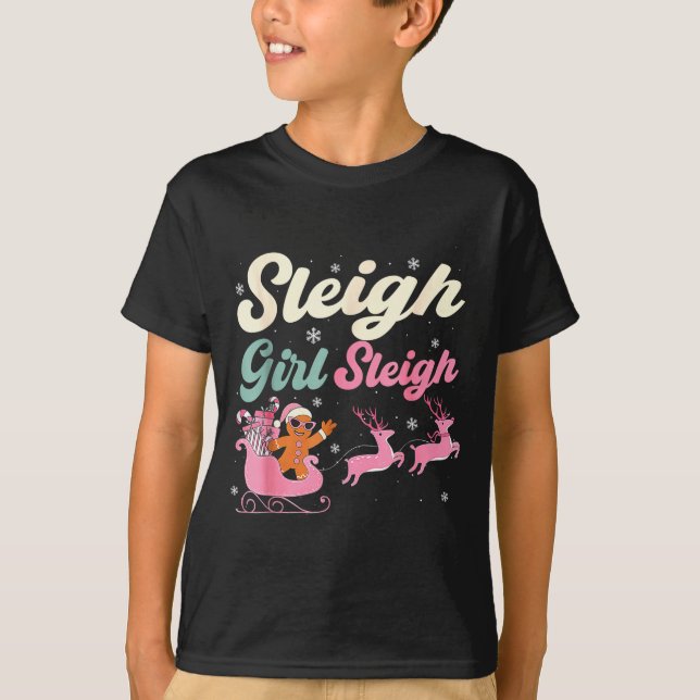 Gingerbread Sleigh Girl Nk Funny Christmas Women G T-Shirt (Front)