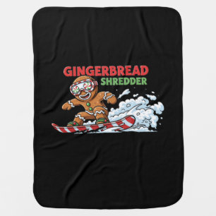 Gingerbread Snowboarder Baby Blanket