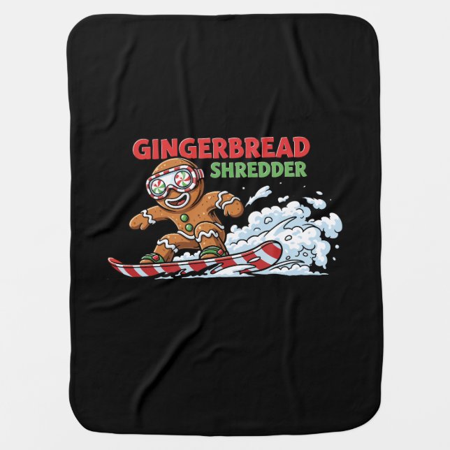 Gingerbread Snowboarder Baby Blanket (Front)