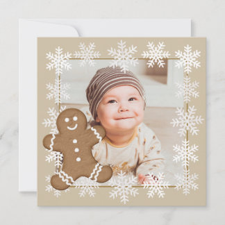 Gingerbread Snowflake Christmas Holiday Kid Photo Card