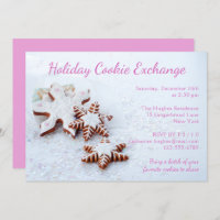 Gingerbread Snowflake Holiday Cookie Exchange Invitation