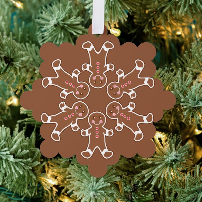 Gingerbread Snowflake Paper Ornament  Card (Insitu (Tree))