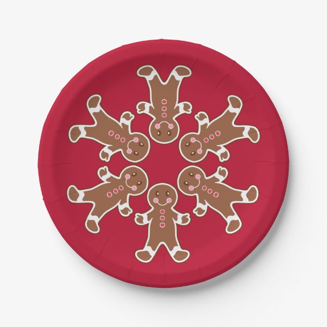 Gingerbread  Snowflake Paper Plates  (Front)