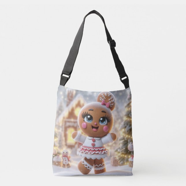 Gingerbread Snowflake Sparkle Crossbody Bag (Front)