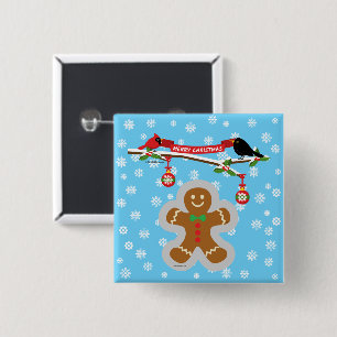 Gingerbread, Snowflakes and Birds Button