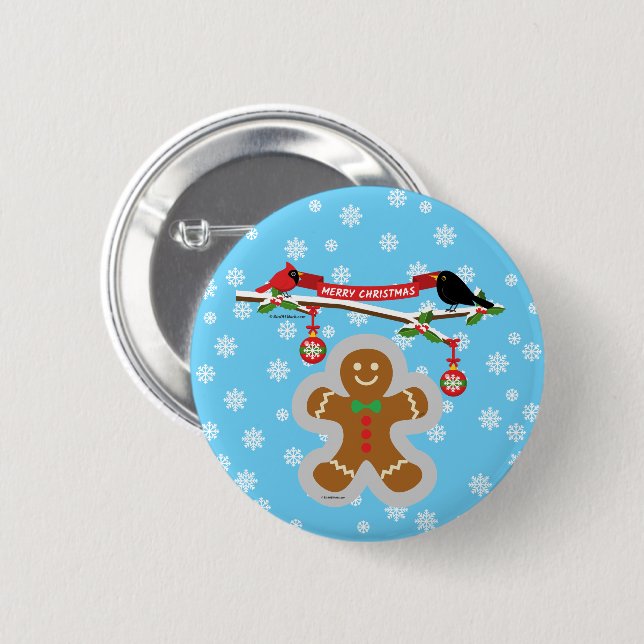 Gingerbread, Snowflakes and Birds Button (Front & Back)