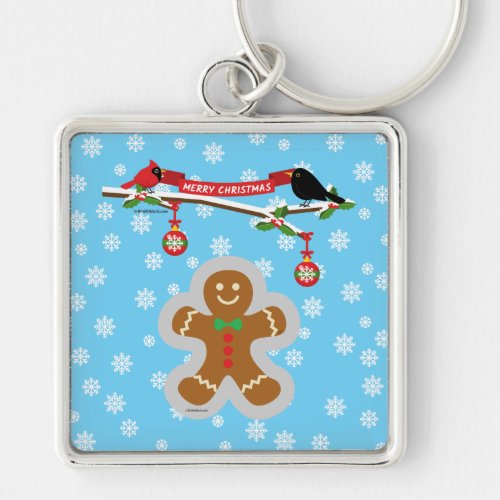 Gingerbread Snowflakes and Birds Keychain