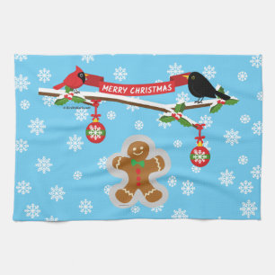 Gingerbread, Snowflakes and Birds Kitchen Towel