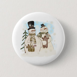 GINGERBREAD SNOWMAN PINBACK BUTTON