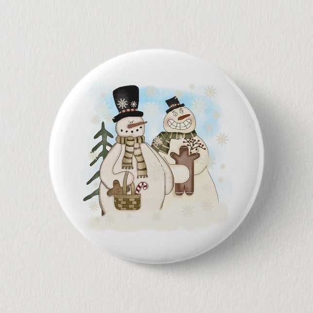 GINGERBREAD SNOWMAN PINBACK BUTTON (Front)