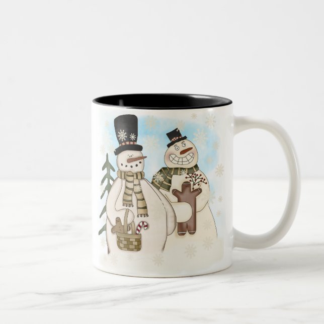 GINGERBREAD SNOWMAN Two-Tone COFFEE MUG (Right)