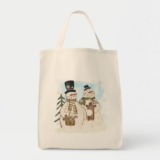 Gingerbread Snowmen T-shirts and Gifts Tote Bag (Front)