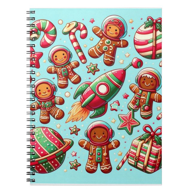 Gingerbread spaceship christmas notebook (Front)
