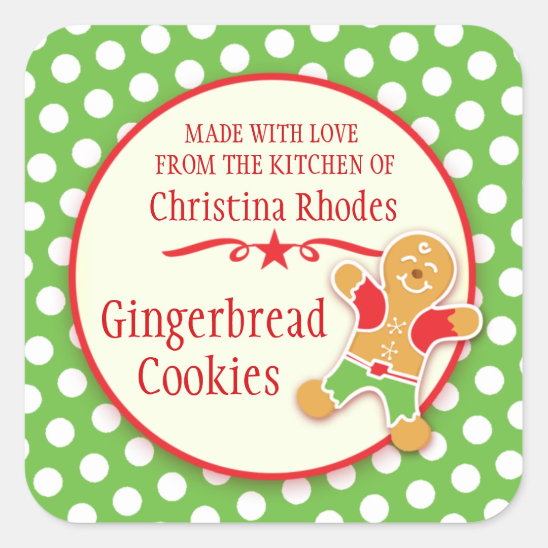 Gingerbread stickers for cookie exchange or sale | Zazzle