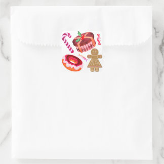 Gingerbread Stickers with Pink Donuts, Candy Canes