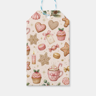 Gingerbread Sweets Blush Pink Christmas Gift Tags