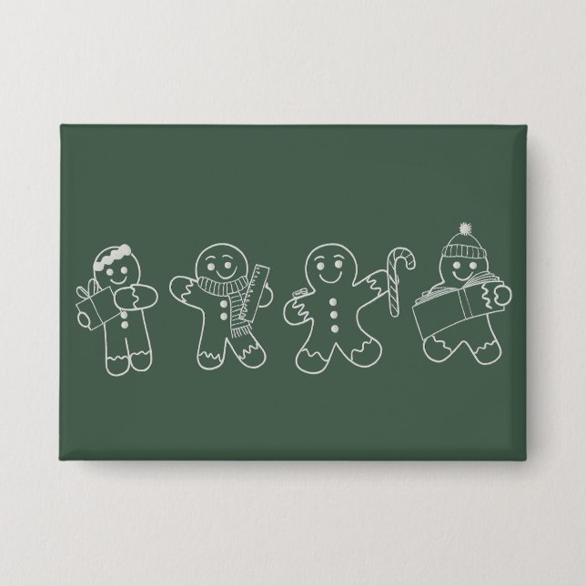 Gingerbread Teacher Christmas Holiday Teacher Xmas Button (Front)