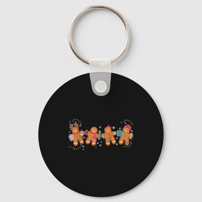 Gingerbread Teacher Holiday For Teacher Staff Chri Keychain (Front)