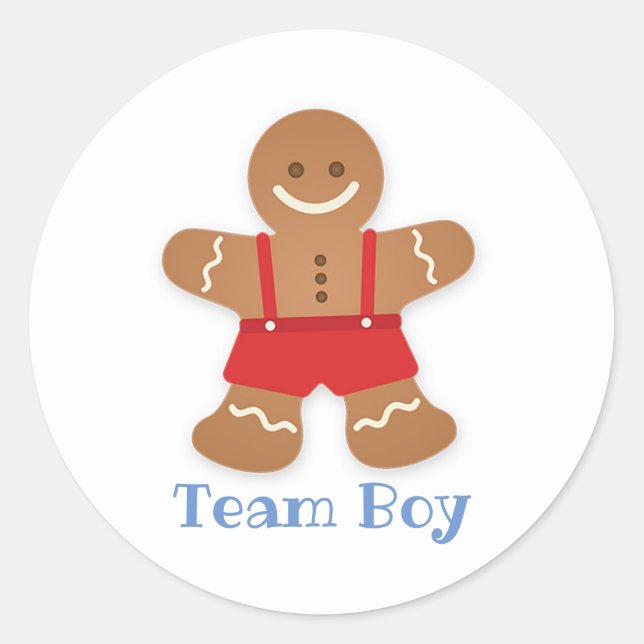 Gingerbread TEAM BOY Gender Reveal Game Labels (Front)