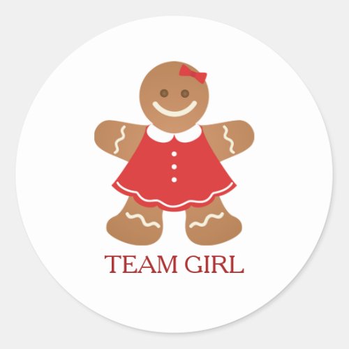 Gingerbread TEAM GIRL Gender Reveal Game Label