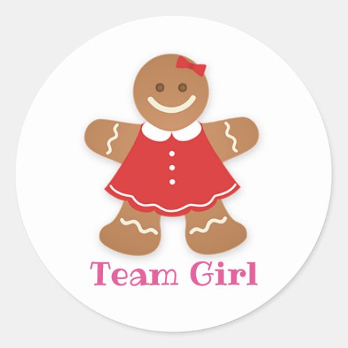 Gingerbread TEAM GIRL Gender Reveal Game Labels