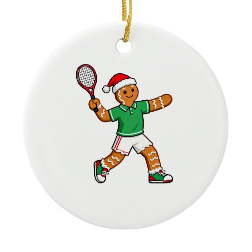 Gingerbread Tennis Christmas 2026 Holiday Sports Ceramic Ornament