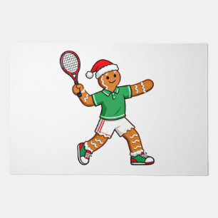 Gingerbread Tennis Christmas 2026 Holiday Sports Doormat
