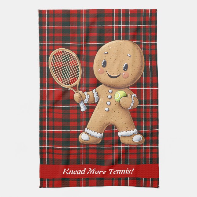 Gingerbread Tennis Grand Slam 🎾🎄custom text Kitchen Towel (Vertical)