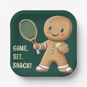 Gingerbread Tennis Grand Slam 🎾🎄custom text Paper Plates