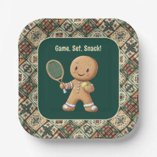 Gingerbread Tennis Grand Slam 🎾🎄custom text Paper Plates