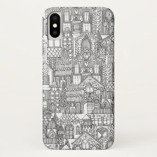 gingerbread town black white iPhone x case