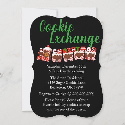 Gingerbread Train Cookie Exchange Holiday Invite