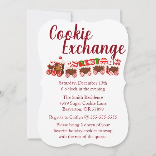 Gingerbread Train Cookie Exchange Holiday Invite