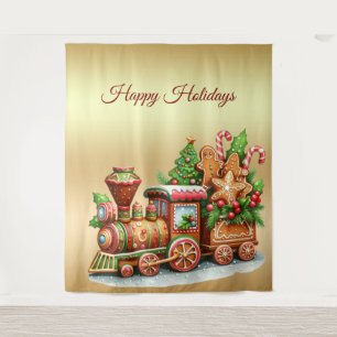Gingerbread Train Holiday Backdrop