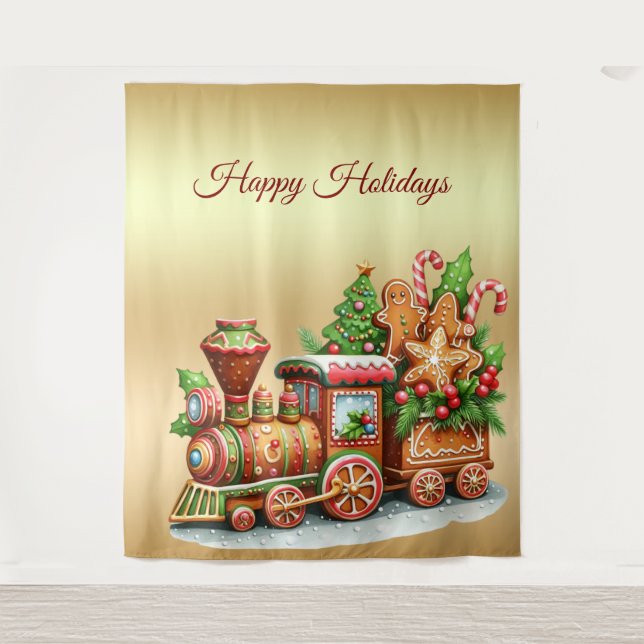 Gingerbread Train Holiday Backdrop (Front)
