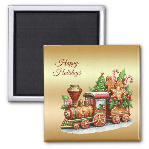 Gingerbread Train Holiday Magnet