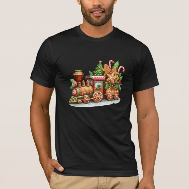 Gingerbread Train Holiday Men's T-Shirt (Front)
