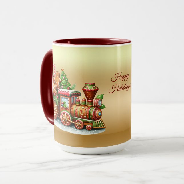 Gingerbread Train Holiday Mug (Front Left)