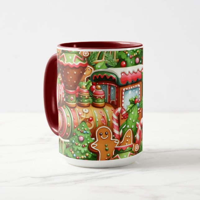 Gingerbread Train Holiday Mug (Front Left)