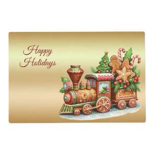 Gingerbread Train Holiday Paper Placemat