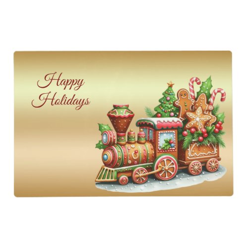 Gingerbread Train Holiday Paper Placemat