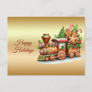 Gingerbread Train Holiday Postcard