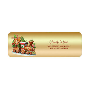 Gingerbread Train Holiday Return Address Label